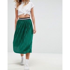 ASOS Women's Perforated Pleated Midi Skirt with Sports Tipped Waistband Size 6